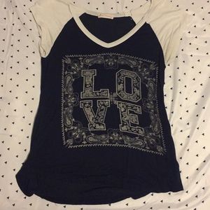 Blue and white T-shirt